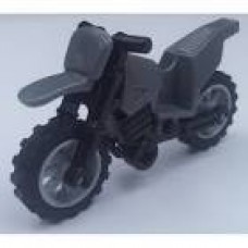 Part 50860c02 Dark Bluish Gray Motorcycle Dirt Bike, Complete Assembly with Black Chassis and Light Bluish Gray Wheels